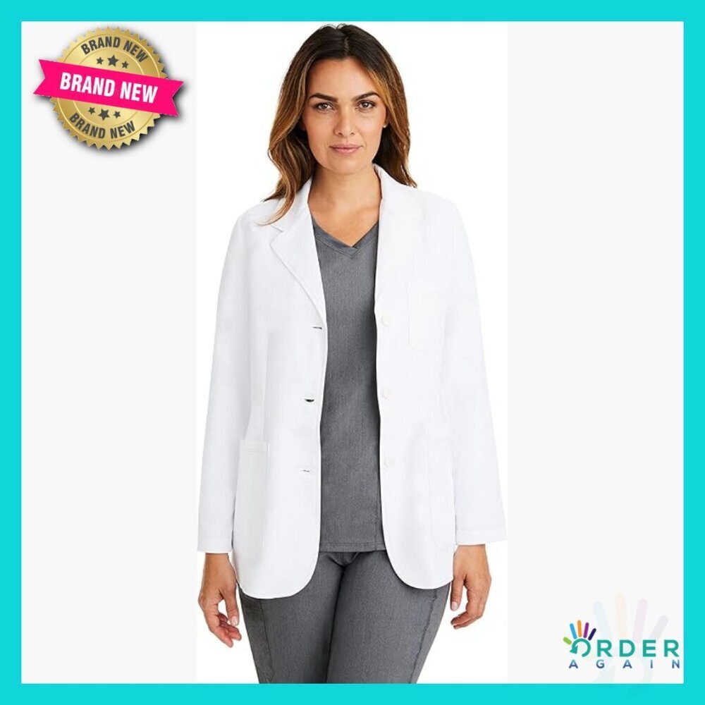 Professional Lab Coat Relaxed Fit Stretch Fabric Moisture Wicking Four Pockets